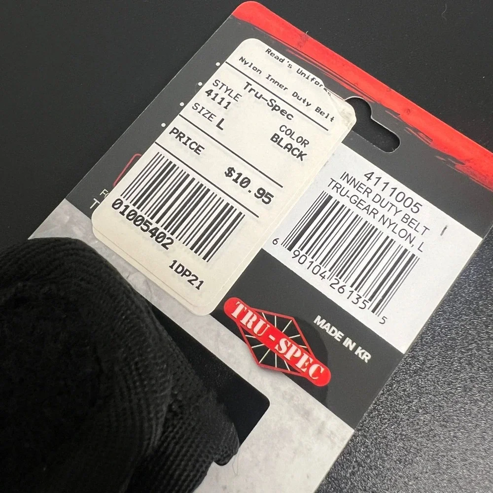Tru-Spec Mens Black Nylon Inner Duty Belt Hook and Loop Tactical Size L